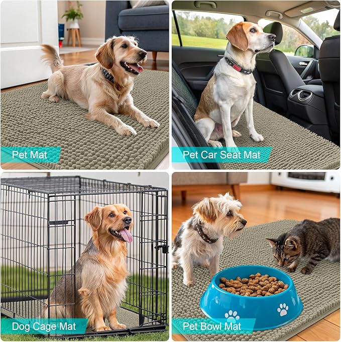 OLANLY Dog Door Mat for Muddy Paws 36x24, Absorbs Moisture and Dirt, Absorbent