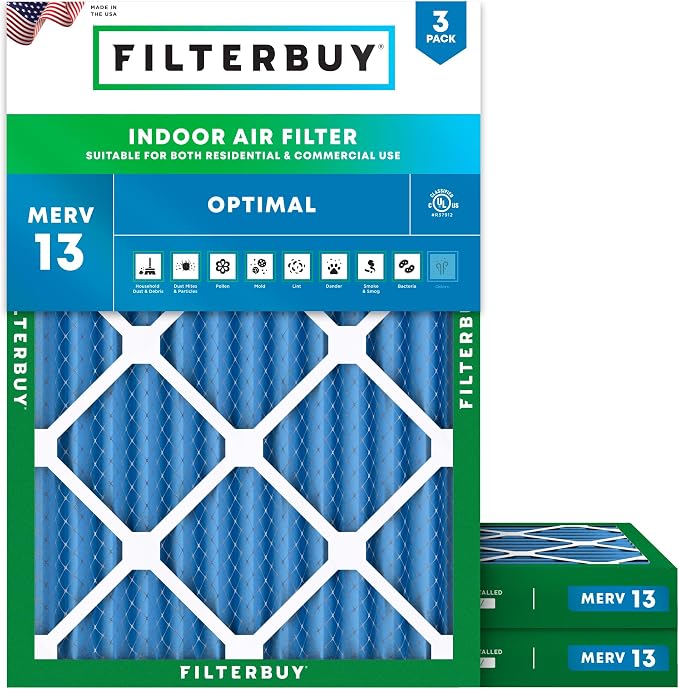 Filterbuy 20x24x2 Air Filter MERV 13 Optimal Smoke & Allergy Defense,