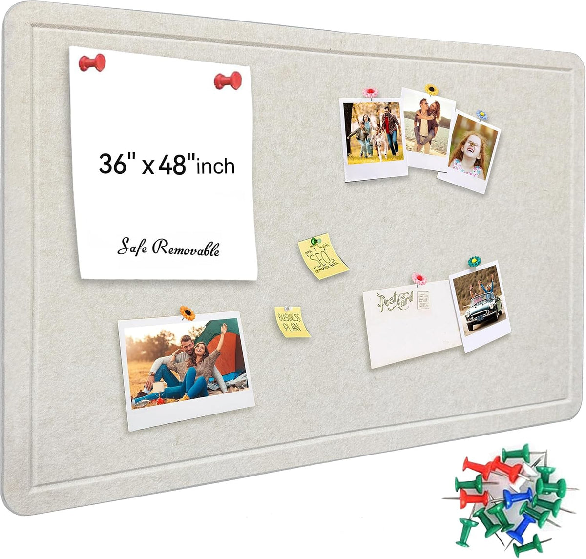 36"x48" Large Felt Bulletin Board, 3'x4' Self-Adhesive Foldable Pin Board