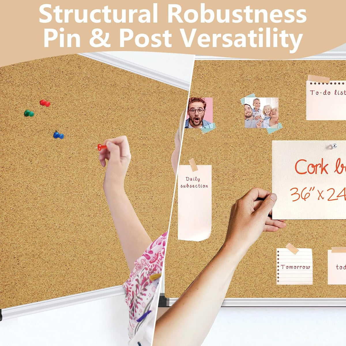XBoard Cork Bulletin Board 36" x 24", Notice Board with Silver Aluminium Frame for Home School Office