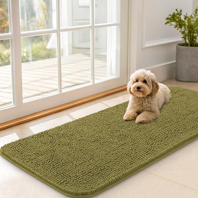 OLANLY Dog Door Mat for Muddy Paws 47x20, Absorbs Moisture and Dirt, Absorbent