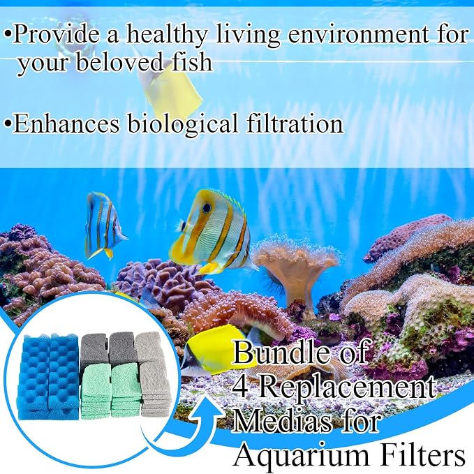 20 Pcs Aquarium Filters Replacement Filter Media Kits Compatible