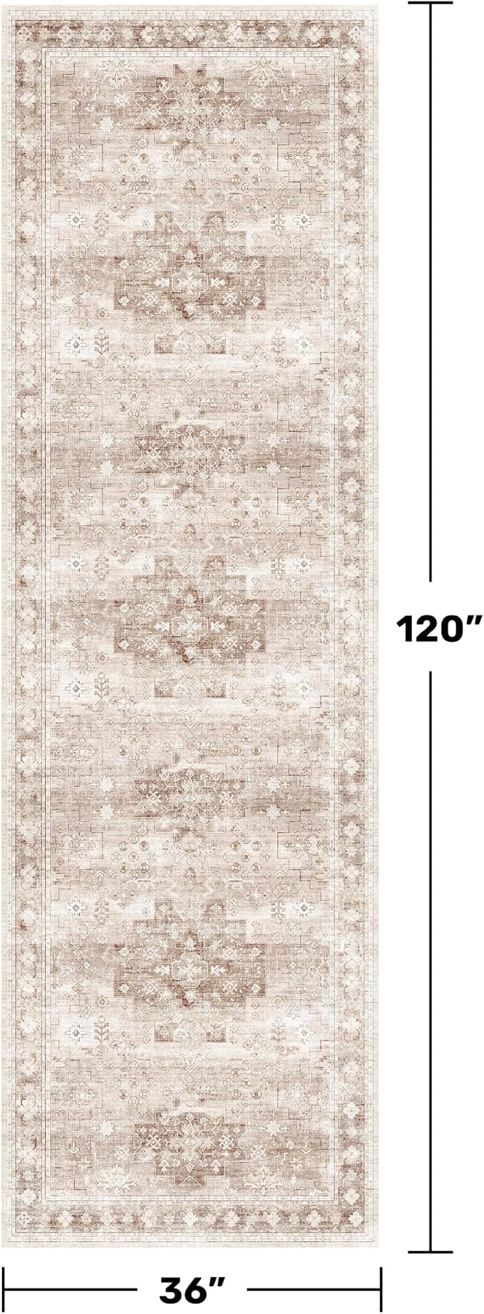 Hazo Haus Boho Washable 3x10 Hallway Runner Rug, Non-Slip Stain & Fade Resistant