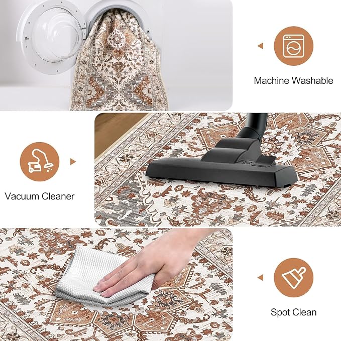 Yamaziot Washable Runner Rug, 2x6 Non-Slip Boho Vintage Hallway Rug Runner