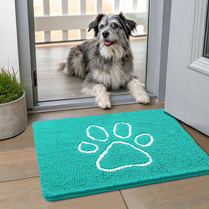 Smiry Dog Door Mat for Muddy Paws, Absorbent Dirt Trapper Non Slip Quick Dry