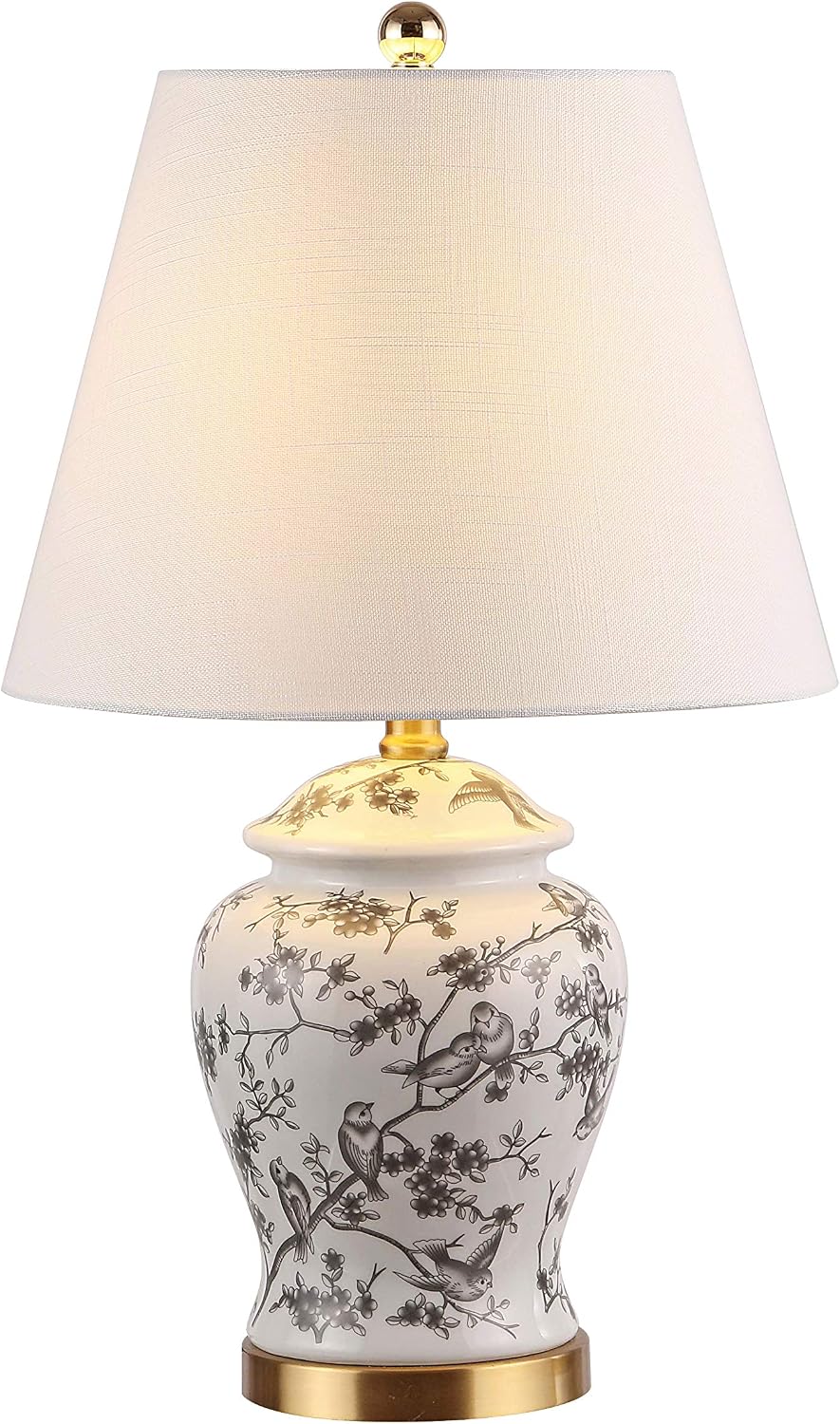 JONATHAN Y Penelope Ginger Jar 22" LED Table Lamp, Gray/White