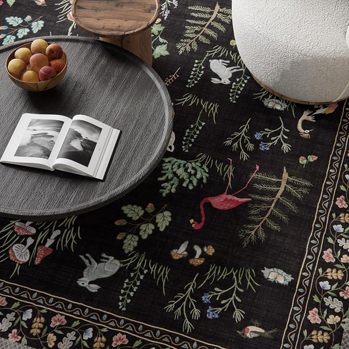 9x12 Area Rugs for Living Room: Washable Bedroom Rug Vintage Stain Resistant