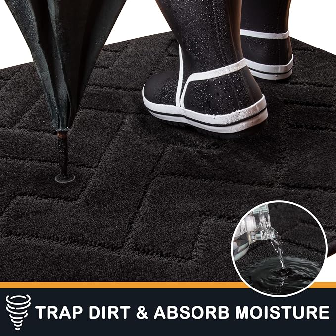 PURRUGS Dirt Trapping Door Mat 24" x 35.5", Non-Slip Machine Washable Entry Rug