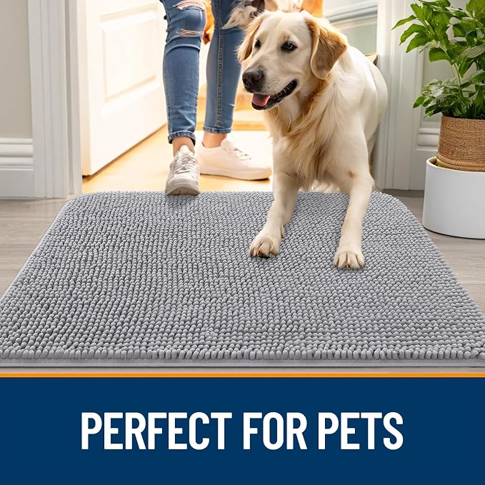 OLANLY Dog Door Mat for Muddy Paws 47x17, Absorbs Moisture and Dirt, Absorbent