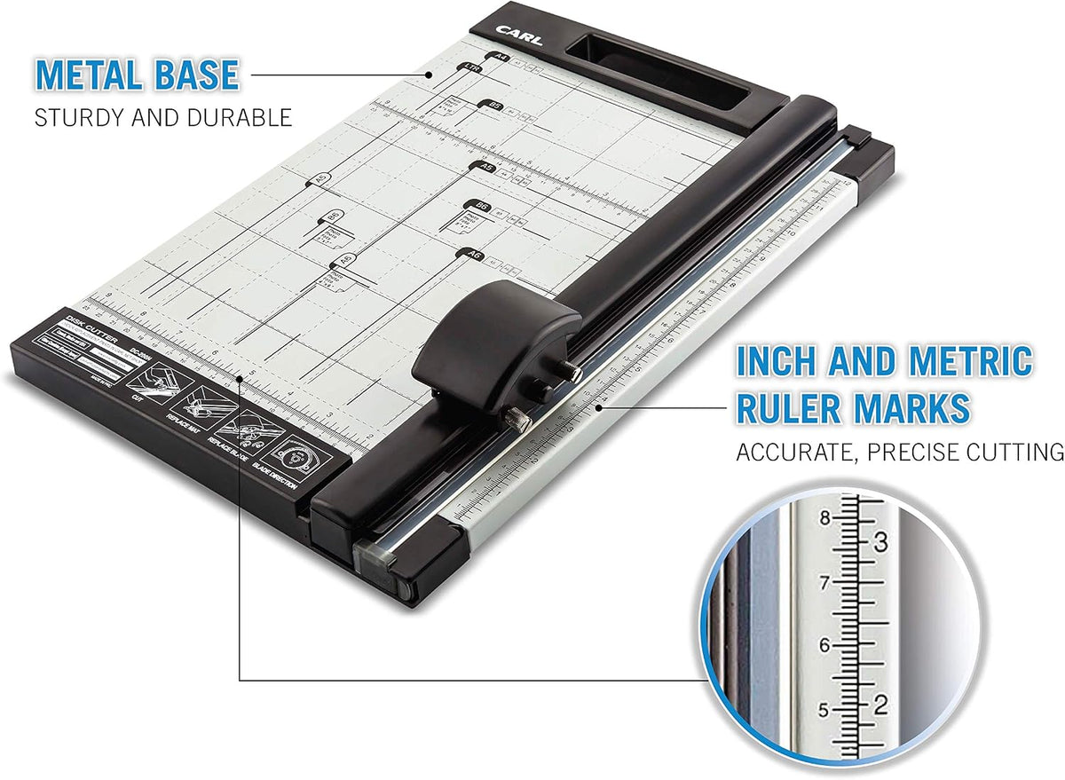 Carl 12 inch DC-200N Premium Rotary Paper Trimmer, Metal Base, 15 Sheet Cutting Capacity.