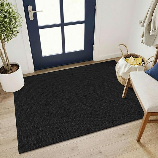 KOZYFLY Black Washable 3x4 Woven Entry Area Rug, Braided Throw Rugs