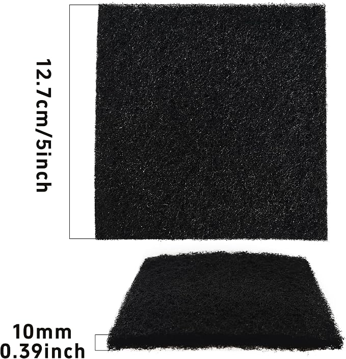 6PCS 5” Square Compost Bin Charcoal Filters, 0.4” Thick Activated Carbon Filters