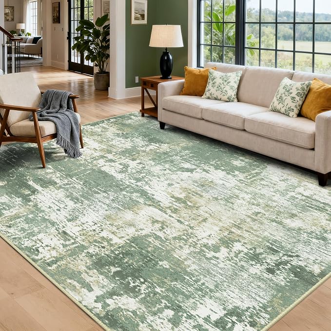 RELEANY Washable Area Rugs 9'x12' Non-Slip Modern Abstract Soft
