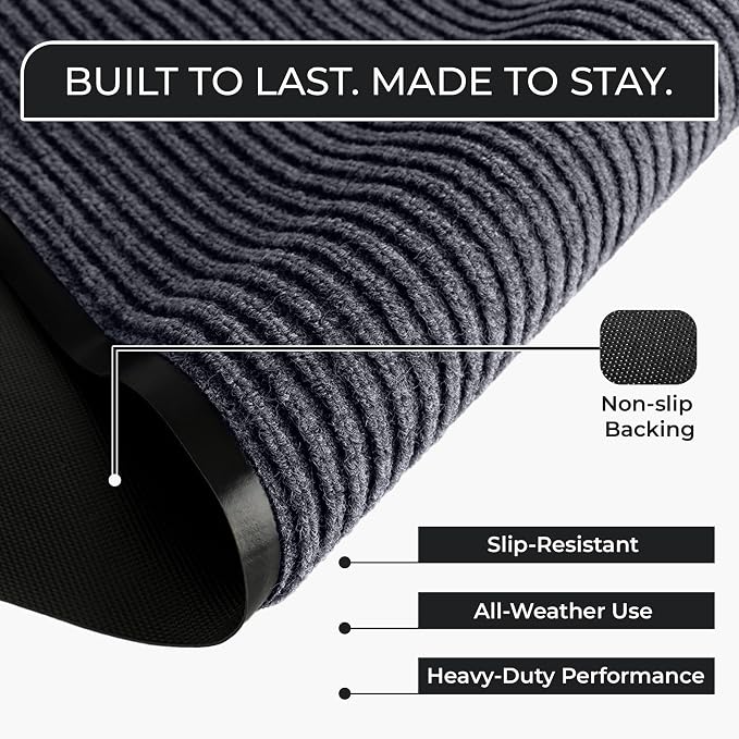 2 Pack Heavy Duty Entry Mat 2' x 3', Low Profile Door Rug