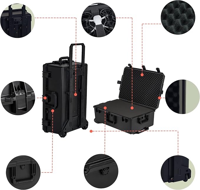 MEIJIA Portable All Weather Waterproof Camera Case, Customizable Fit Foam