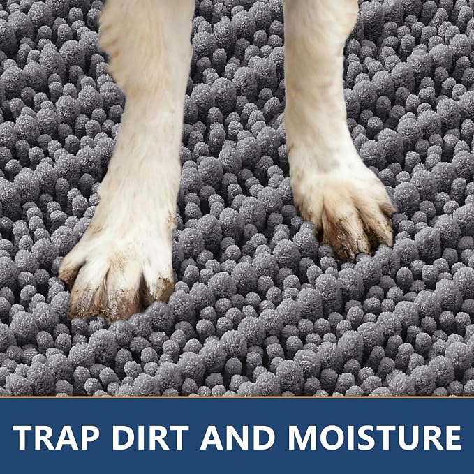 Smiry Dog Door Mat for Muddy Paws 48x30, Absorbent Dirt Trapper, Non-Slip