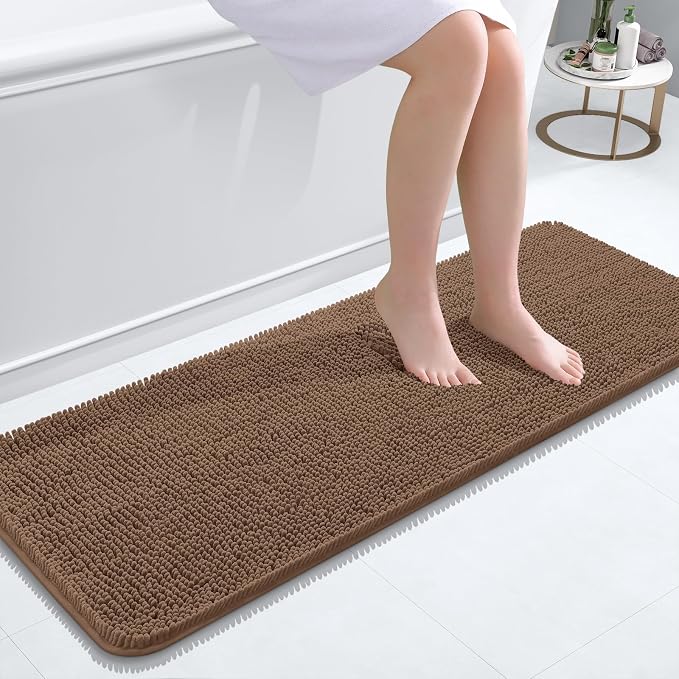 OLANLY Bathroom Runner Rugs 47x17, Extra Soft Absorbent Chenille Bath Rugs