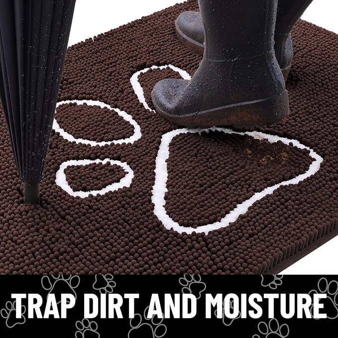Smiry Dog Door Mat for Muddy Paws, Absorbent Dirt Trapper Non Slip Quick Dry