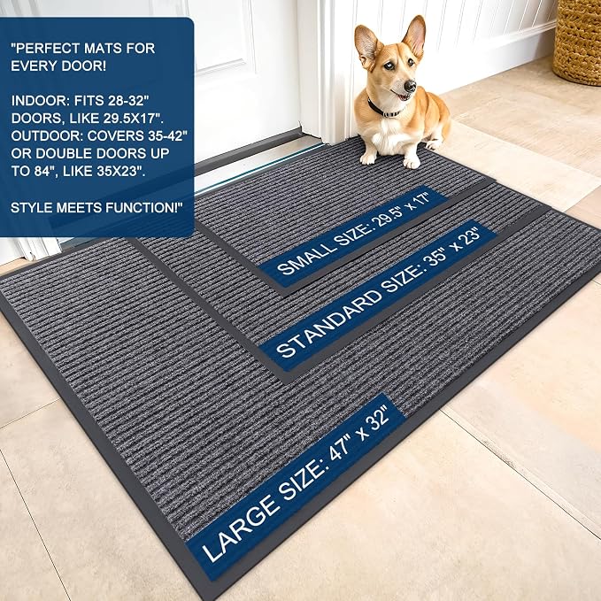 OLANLY Front Door Mat Indoor Outdoor Entrance, Waterproof Heavy Duty Doormat