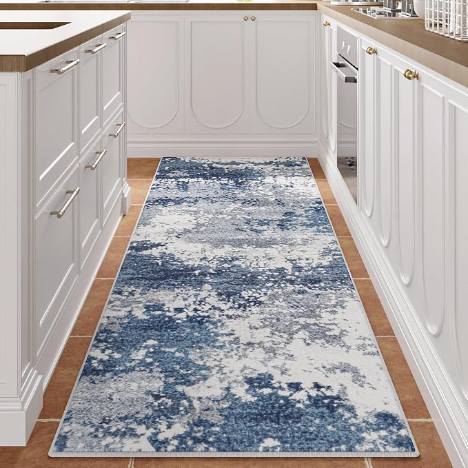 Blue Rug Runners for Hallways Kitchen Non Slip Washable 2x6 Entryway Runner Rugs