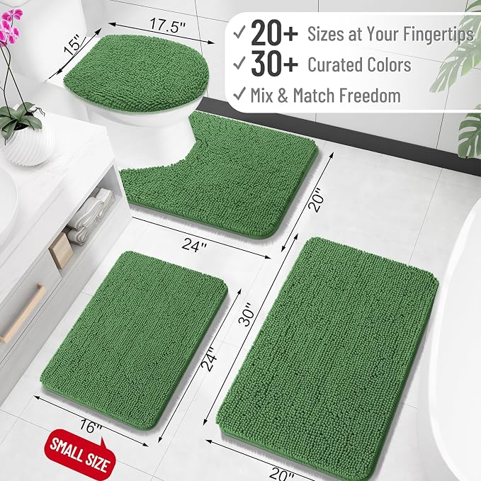 OLANLY Large Bathroom Rugs 40x32, Extra Soft Absorbent Chenille Bath Rugs