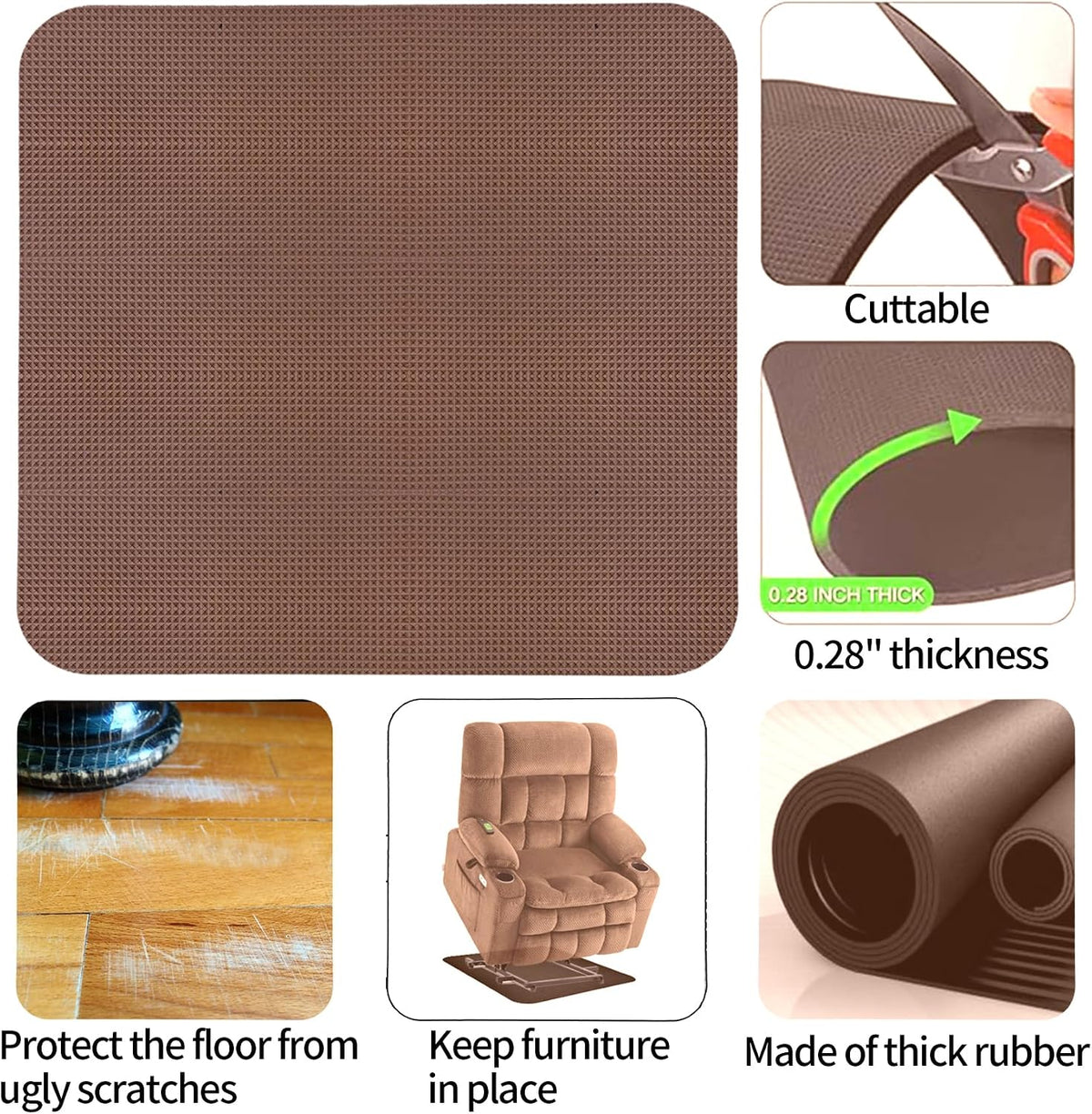 Recliner Pads for Hardwood Floors,Non Slip Recliner Grippers,Under Recliner Floor Protectors,Furniture Pads to Prevent Sliding,Non Slip Furniture Rail Pad for Recliners,Swivel Chairs