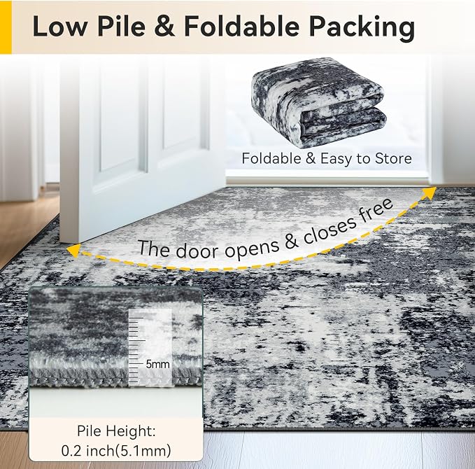 RELEANY Washable Area Rugs 2'x3' Non-Slip Modern Abstract Soft