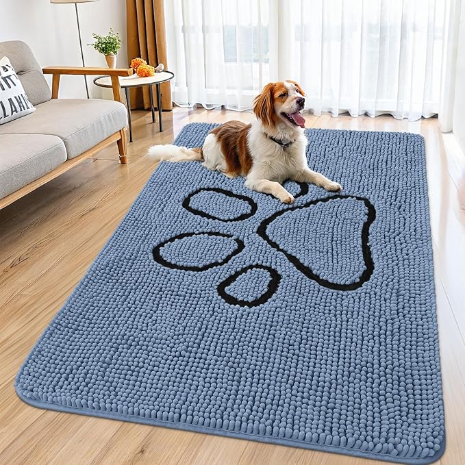 Smiry Dog Door Mat for Muddy Paws, Absorbent Dirt Trapper Non Slip Quick Dry
