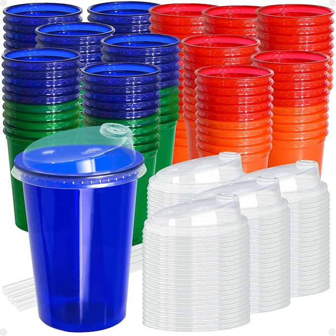 L LIKED 200 Pack 12oz Kids Cups, Spill Proof Party Cups