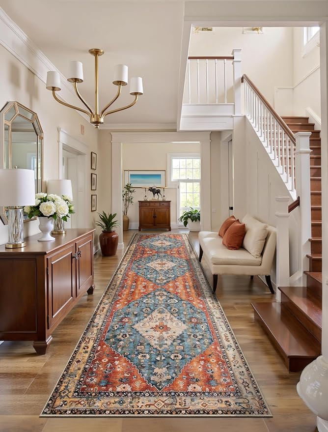 SERISSA Runner Rug for Hallways, 3x8 Washable Non Slip Kitchen Runner Rug