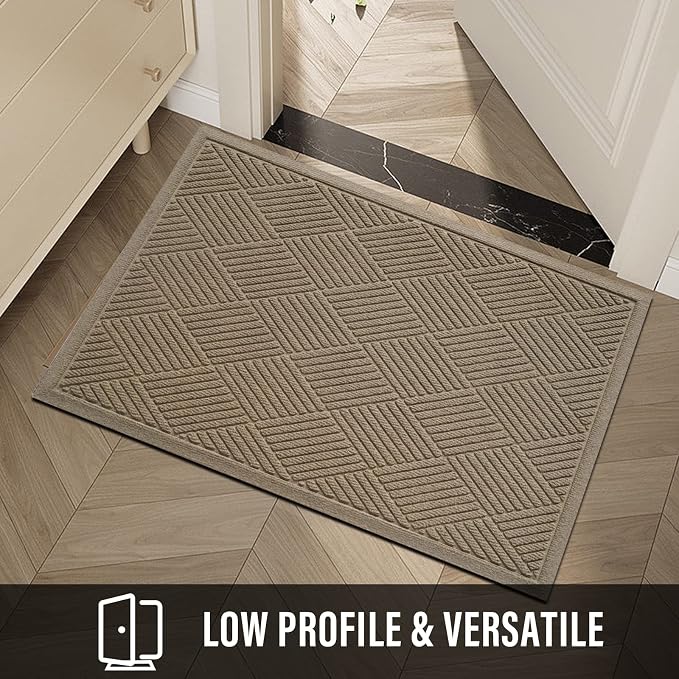 HIYARD Sturdy Front Door Mat, Absorbent Muddy Dirt Resist Welcome Door Mats