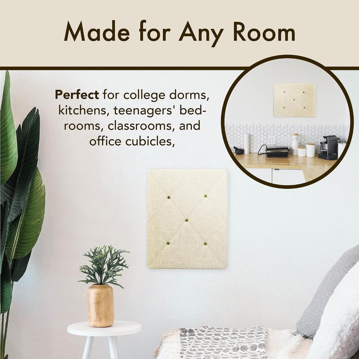 White Burlap Bulletin Picture & Memo Board, 19.75 x 15.75 in