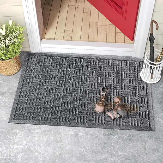 Mibao Front Door Mat Indoor Outdoor Entrance, Dirt Trapping Waterproof