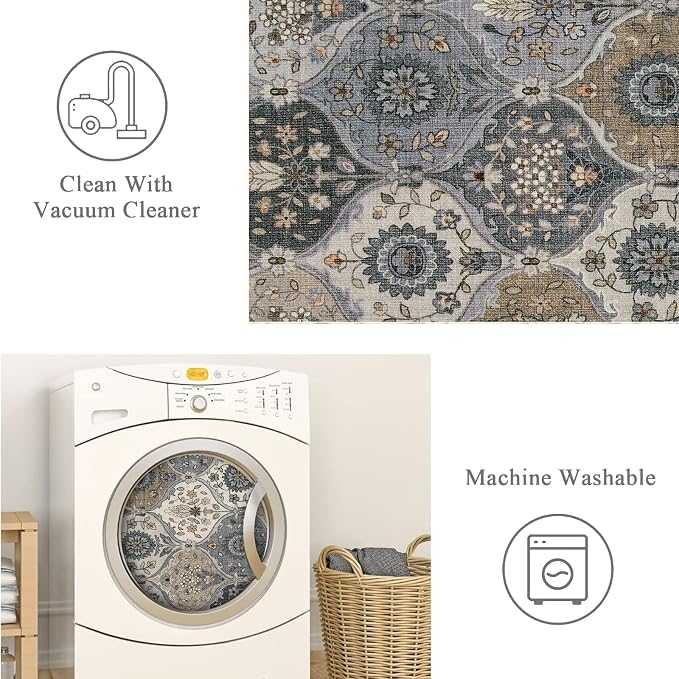 Lahome Moroccan Trellis Washable Area Rugs, 3x5 Rug