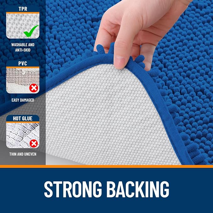 OLANLY Bathroom Runner Rugs 70x24, Soft Absorbent Chenille Bath Rugs, Rubber