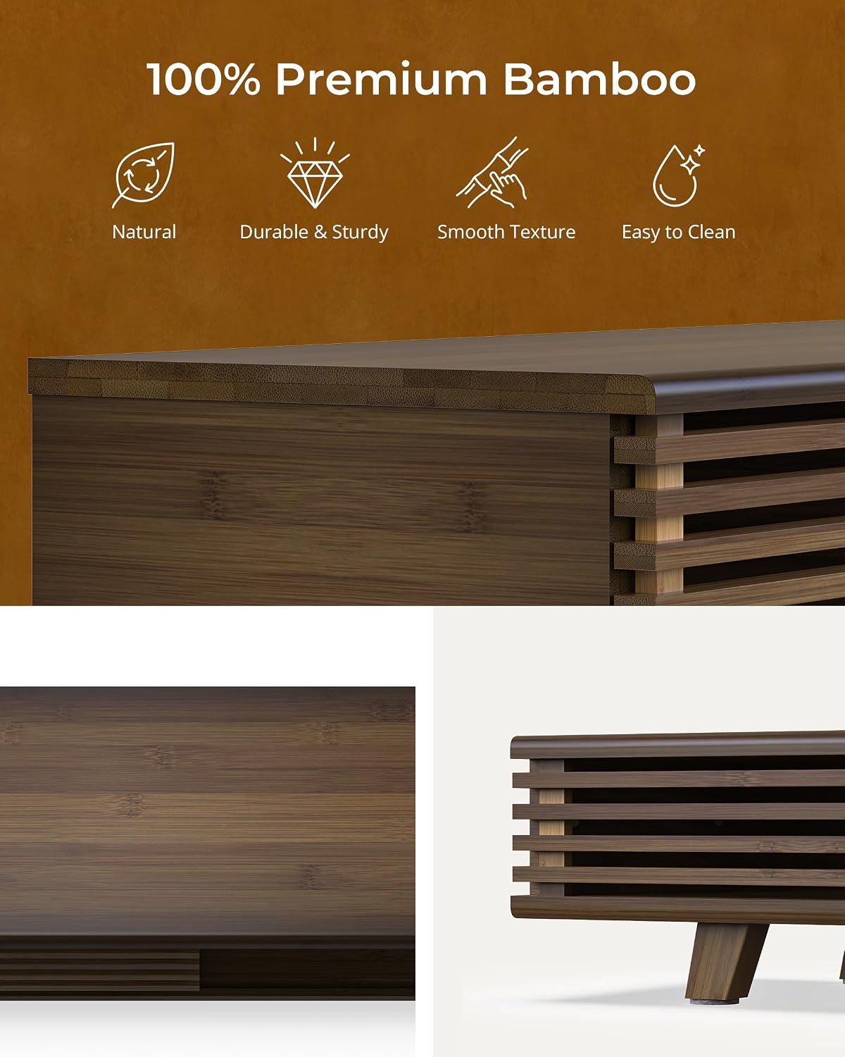 Computer Monitor Stand with Sliding Door,42 Inch,Toasted Bamboo