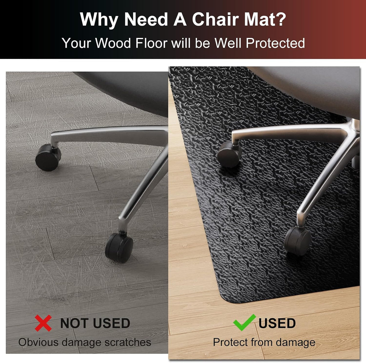 Office Chair Mat for Hardwood Floor, 60"x75" PVC Desk Chair Mat
