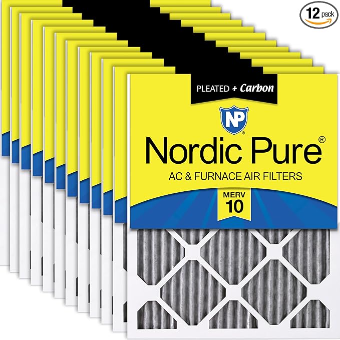 Nordic Pure 18x24x1 Furnace Air Filters MERV 10 Pleated Plus Carbon 12 Pack