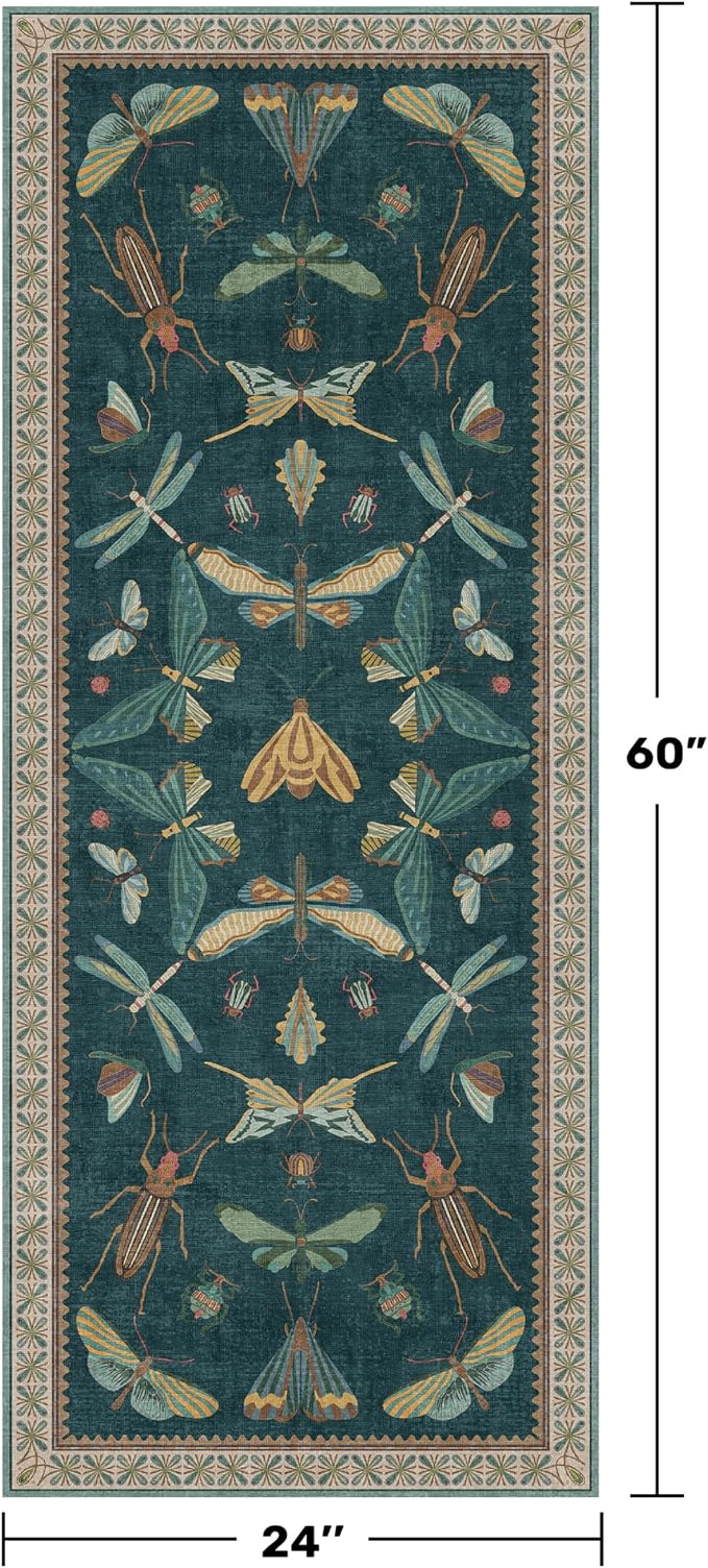 Hazo Haus Brown and Green Kitchen Sink Runner Rug 2x5