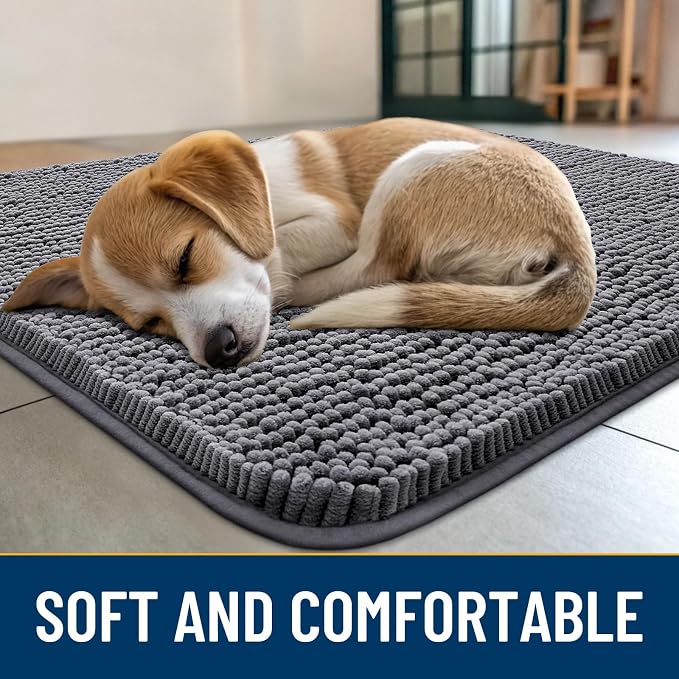 Smiry Dog Door Mat for Muddy Paws 40x24, Absorbent Dirt Trapper, Non-Slip