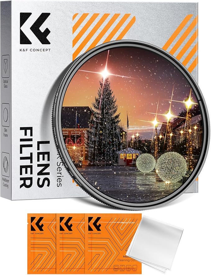 K&F CONCEPT 82mm Variable Star Filter Cross Screen Starburst Filter 4, 8 Points