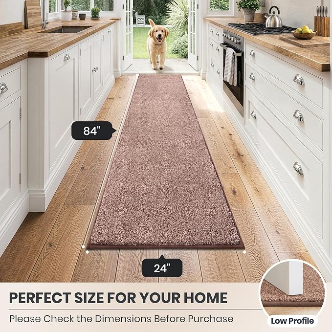 PURRUGS Dirt Trapping Door Mat 24" x 84", Non-Slip Machine Washable Entryway Rug
