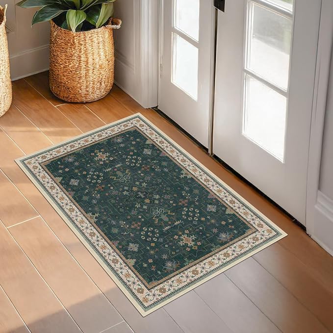 Dark Green Oushak 2x4 Entryway Rug