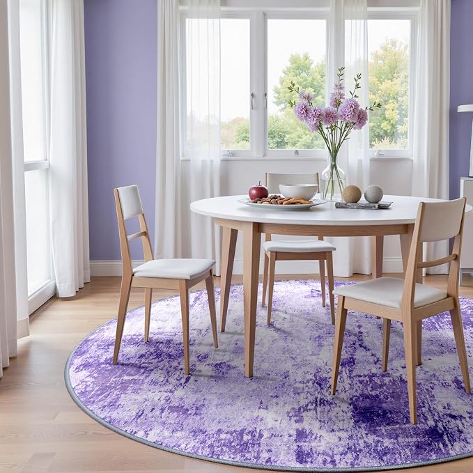 RELEANY Washable Area Rugs 6ft Non-Slip Modern Abstract Soft