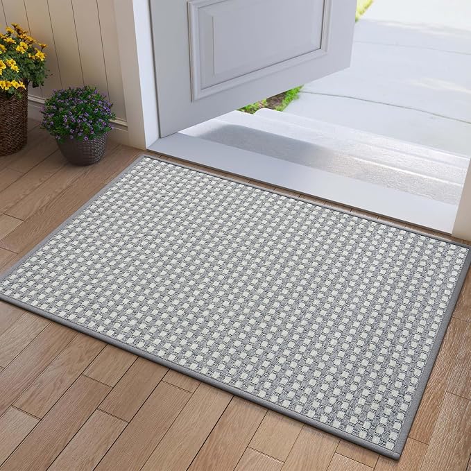 Front Door Mat 24''x35'', Absorbent Dirt Resist Washable Non Slip Low-Profile