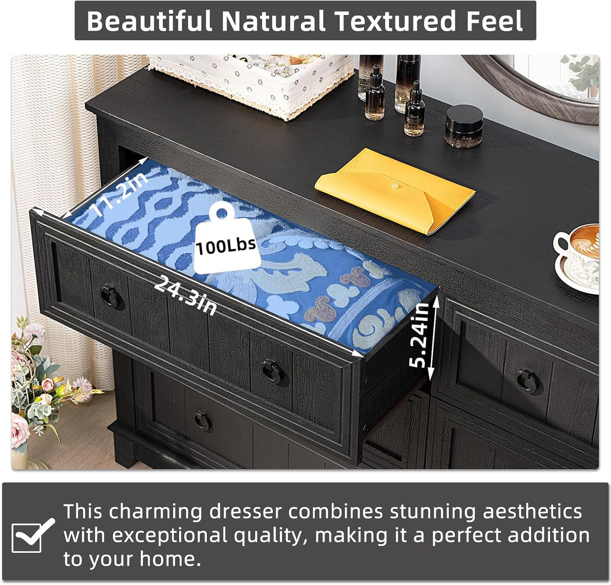 Joaxswe 54'' Dresser for Bedroom, Farmhouse 6 Drawers Dressers