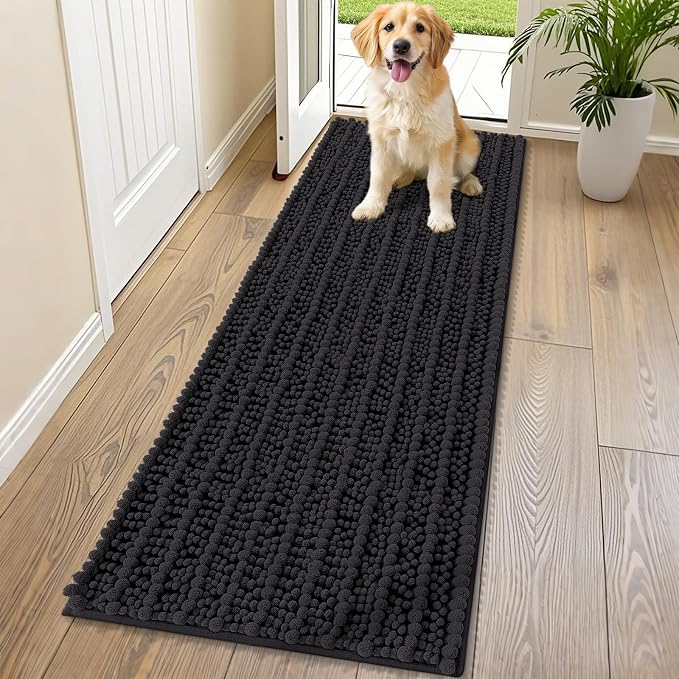 Smiry Dog Door Mat for Muddy Paws 70x24, Absorbent Dirt Trapper, Non-Slip