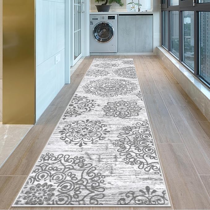 HEBE Hallway Runner Rug 2'8''x12' Washable Vintage Distressed Area Rugs Non