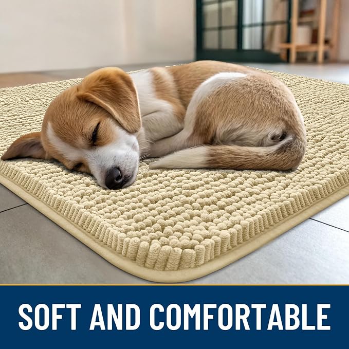 Smiry Dog Door Mat for Muddy Paws 30x20, Absorbent Dirt Trapper, Non-Slip