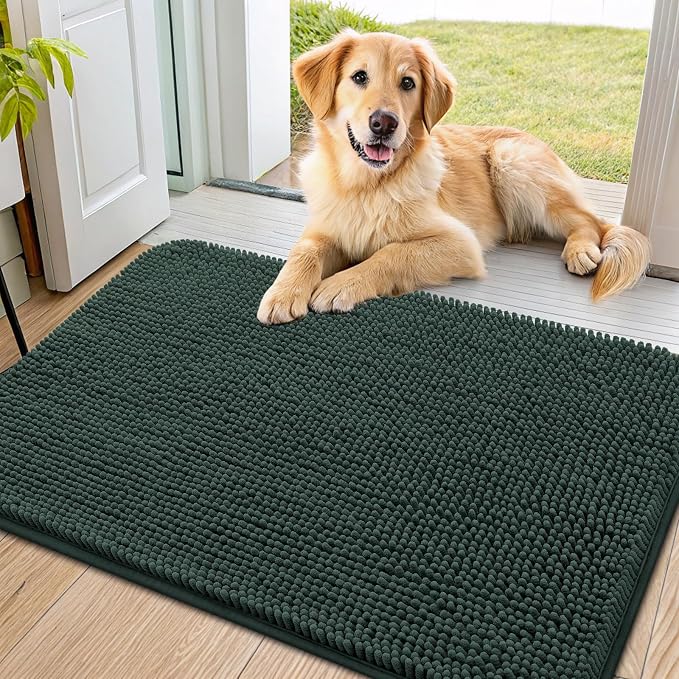 Smiry Dog Door Mat for Muddy Paws 36x24, Absorbent Dirt Trapper, Non-Slip